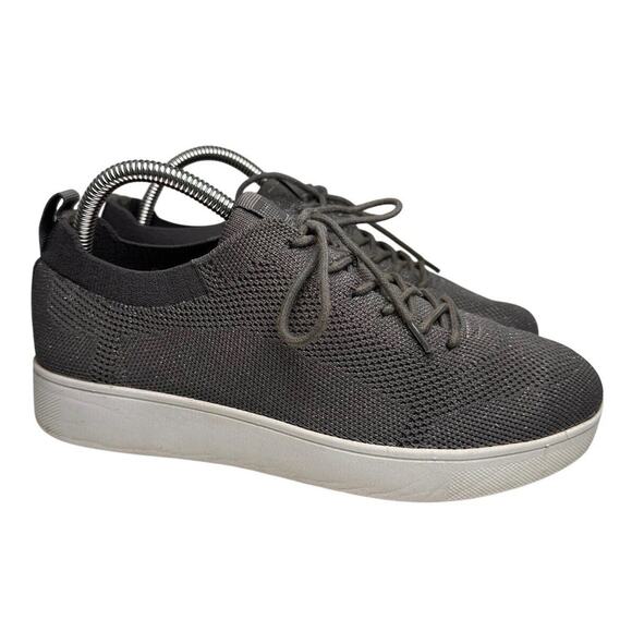 FitFlop Women 7.5 Rally Knit Trainer Sneakers Metallic‎ Gray Shimmer Activewear - Picture 14 of 16